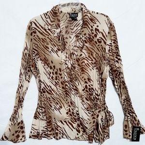 Ny‎ Collection Animal Print Bell Cuff’s Wrap Top 1X